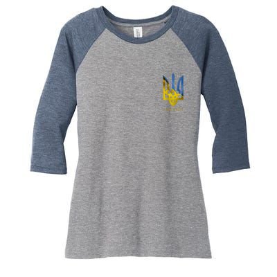 Ukraine Trident I Stand With Ukrainian Pride Support Women's Tri-Blend 3/4-Sleeve Raglan Shirt