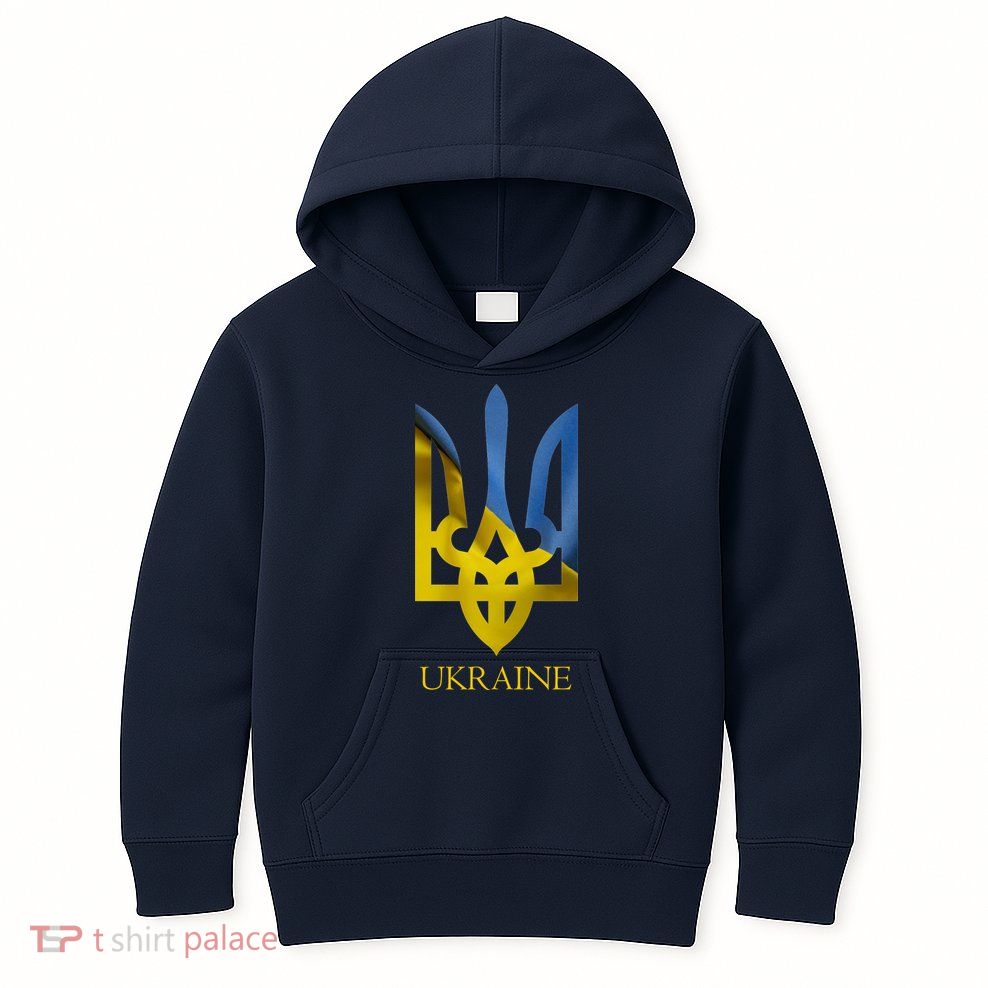 Ukraine Trident I Stand With Ukrainian Pride Support Kids Hoodie