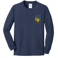 Ukraine Trident I Stand With Ukrainian Pride Support Kids Long Sleeve Shirt