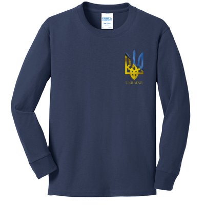 Ukraine Trident I Stand With Ukrainian Pride Support Kids Long Sleeve Shirt