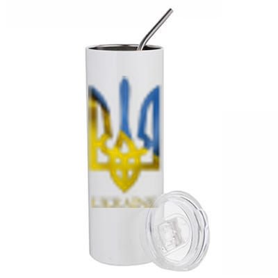 Ukraine Trident I Stand With Ukrainian Pride Support Stainless Steel Tumbler