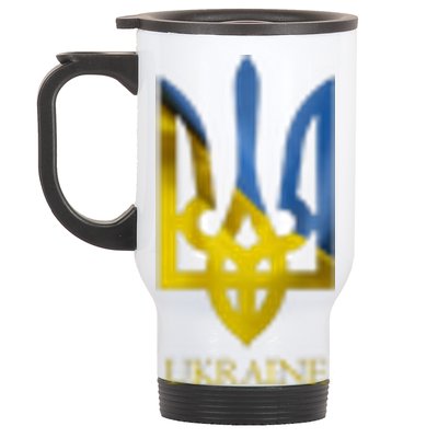 Ukraine Trident I Stand With Ukrainian Pride Support Stainless Steel Travel Mug