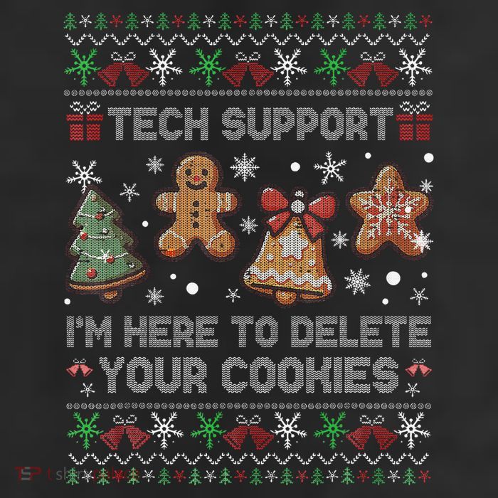 Ugly Techsupport I’M Here To Delete Your Cookies Christmas 7 Panel Mesh Trucker Snapback Hat