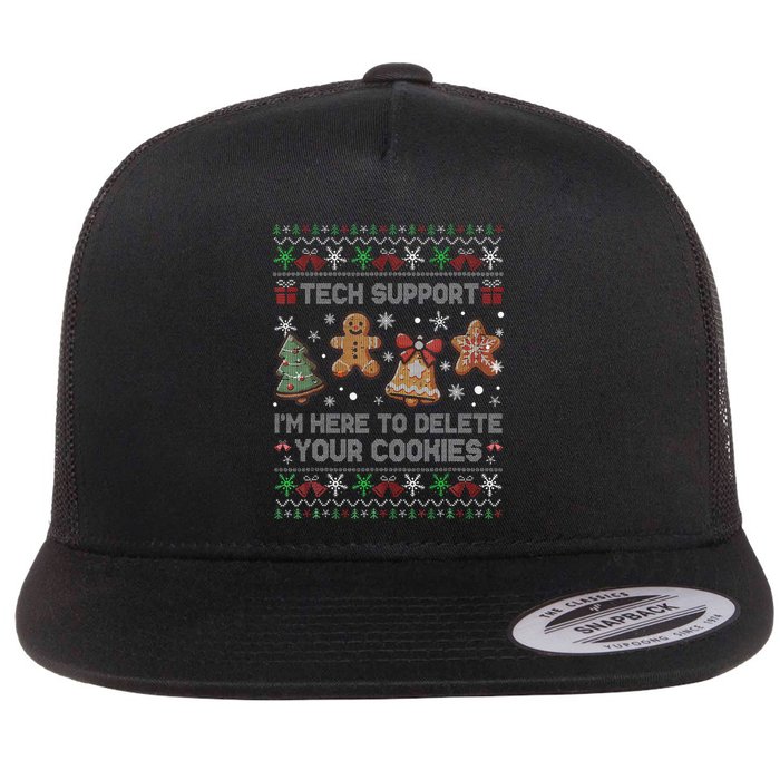 Ugly Techsupport I’M Here To Delete Your Cookies Christmas Flat Bill Trucker Hat