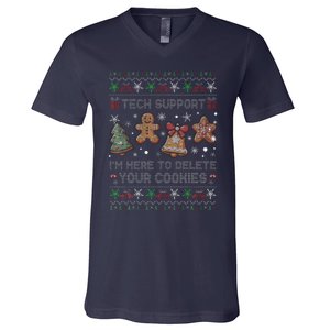 Ugly Techsupport I’M Here To Delete Your Cookies Christmas V-Neck T-Shirt