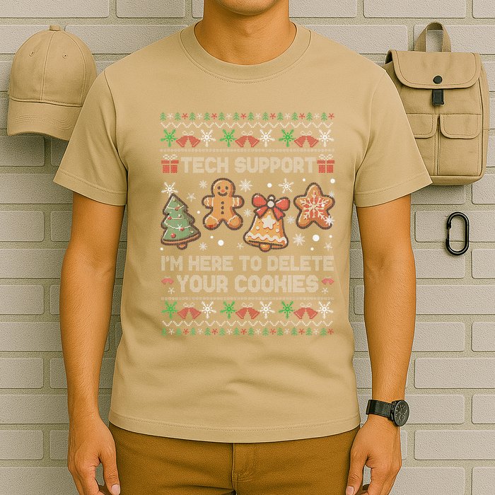 Ugly Techsupport I’M Here To Delete Your Cookies Christmas T-Shirt