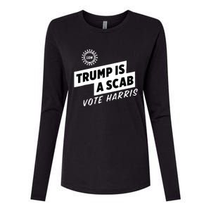 Uaw Trump Is A Scab Vote Harris Womens Cotton Relaxed Long Sleeve T-Shirt