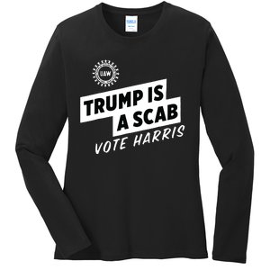 Uaw Trump Is A Scab Vote Harris Ladies Long Sleeve Shirt