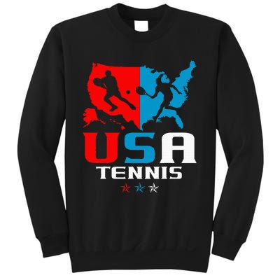 Usa Tennis Independence Day American Flag Racket Sports Sweatshirt