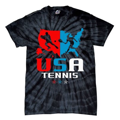 Usa Tennis Independence Day American Flag Racket Sports Tie-Dye T-Shirt