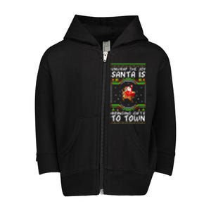 Unwrap The Joy SantaS Gifts Are Coming To Town Toddler Zip Fleece Hoodie