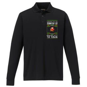 Unwrap The Joy SantaS Gifts Are Coming To Town Performance Long Sleeve Polo