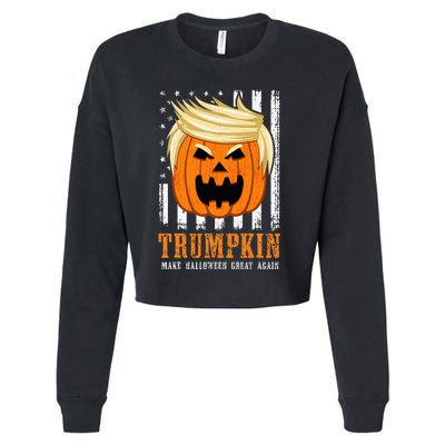 USA Trumpkin Make Halloween Great Again Funny Cropped Pullover Crew