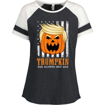 USA Trumpkin Make Halloween Great Again Funny Enza Ladies Jersey Colorblock Tee