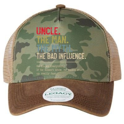 Uncle The Man The Myth The Bad Influence He Knows Everything Legacy Tie Dye Trucker Hat