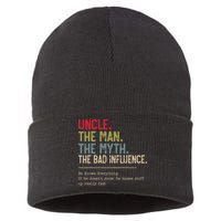 Uncle The Man The Myth The Bad Influence He Knows Everything Sustainable Knit Beanie