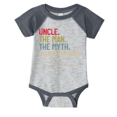 Uncle The Man The Myth The Bad Influence He Knows Everything Infant Baby Jersey Bodysuit