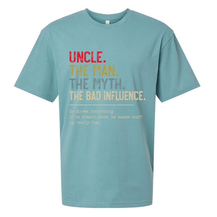 Uncle The Man The Myth The Bad Influence He Knows Everything Sueded Cloud Jersey T-Shirt