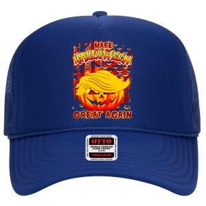 Usa Trumpkin Make Halloween Great Again Funny Pumpkin Gift High Crown Mesh Back Trucker Hat