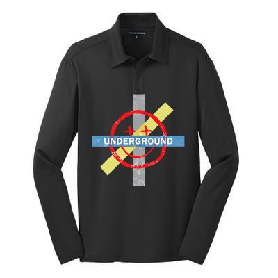 Underground Techno Music Silk Touch Performance Long Sleeve Polo