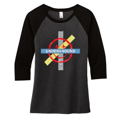 Underground Techno Music Women's Tri-Blend 3/4-Sleeve Raglan Shirt