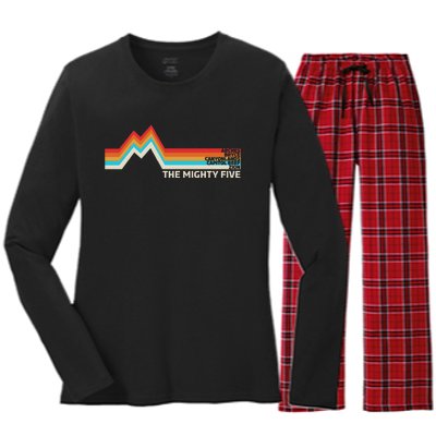 Utahs The Mighty Five National Parks Swea Women's Long Sleeve Flannel Pajama Set 