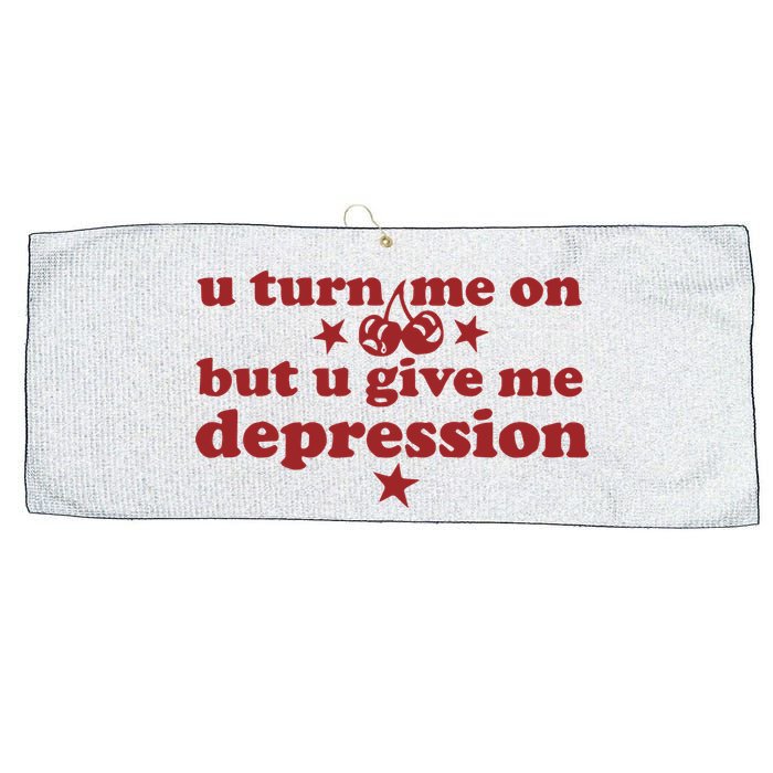 U Turn Me On But U Give Me Depression Large Microfiber Waffle Golf Towel
