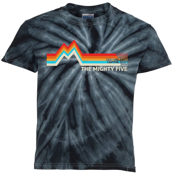 Utahs The Mighty Five National Parks Kids Tie-Dye T-Shirt