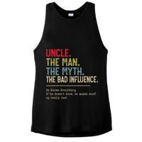 Uncle The Man The Myth The Bad Influence He Knows Everything Ladies PosiCharge Tri-Blend Wicking Tank