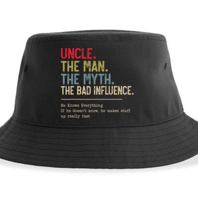 Uncle The Man The Myth The Bad Influence He Knows Everything Sustainable Bucket Hat