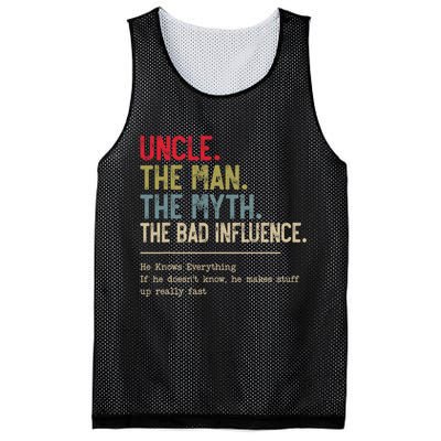 Uncle The Man The Myth The Bad Influence He Knows Everything Mesh Reversible Basketball Jersey Tank