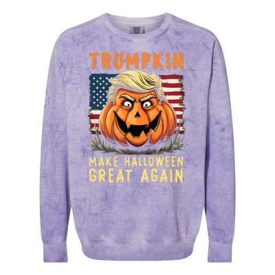 Usa Trumpkin Make Halloween Great Again Funny Trump Colorblast Crewneck Sweatshirt