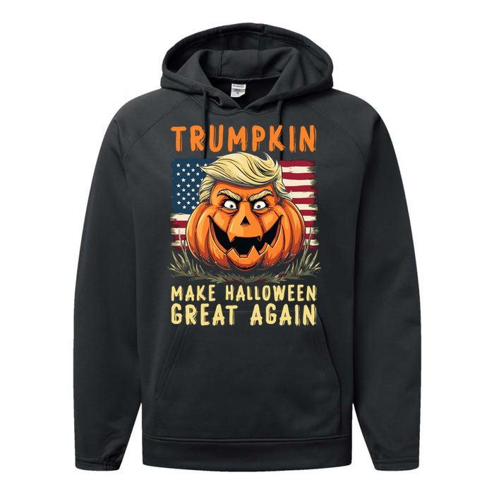 Usa Trumpkin Make Halloween Great Again Funny Trump Performance Fleece Hoodie