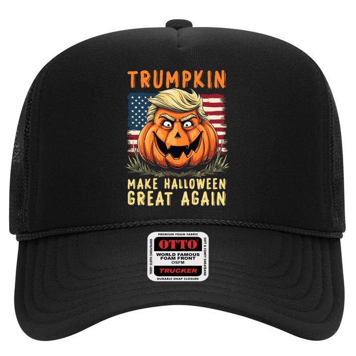 Usa Trumpkin Make Halloween Great Again Funny Trump High Crown Mesh Back Trucker Hat