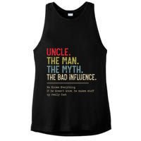 Uncle The Man The Myth The Bad Influence He Knows Everything Ladies PosiCharge Tri-Blend Wicking Tank
