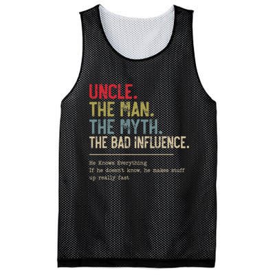 Uncle The Man The Myth The Bad Influence He Knows Everything Mesh Reversible Basketball Jersey Tank