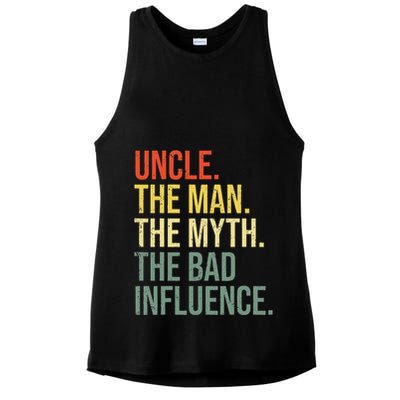 Uncle The Man The Myth The Bad Influence Best Funny Uncle Ladies PosiCharge Tri-Blend Wicking Tank