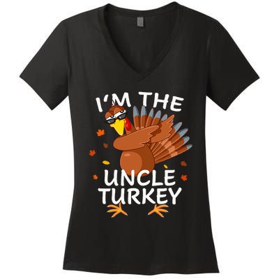 Uncle Turkey Matching Thanksgiving Pajamas Family Women's V-Neck T-Shirt