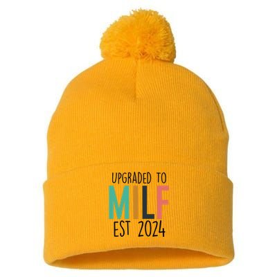 Upgraded To Milf Est2024 New Hot Mom Women Milf Pom Pom 12in Knit Beanie