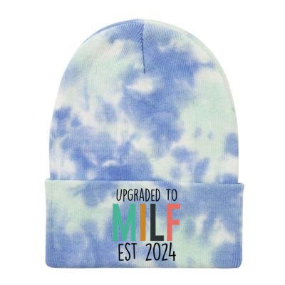 Upgraded To Milf Est2024 New Hot Mom Women Milf Tie Dye 12in Knit Beanie