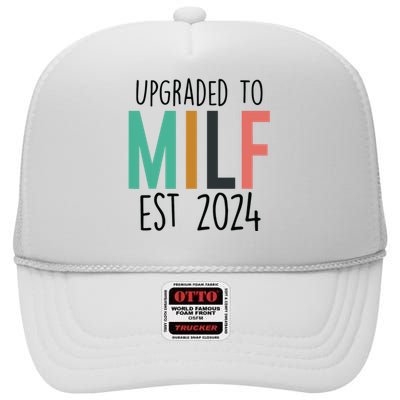 Upgraded To Milf Est2024 New Hot Mom Women Milf High Crown Mesh Back Trucker Hat