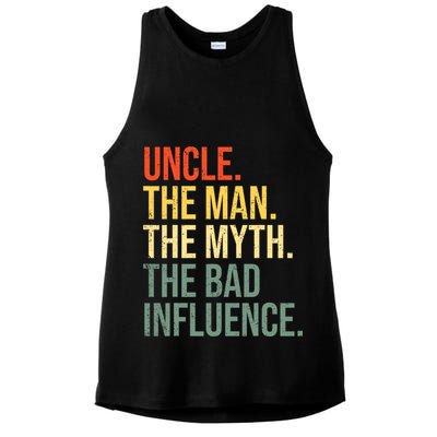 Uncle The Man The Myth The Bad Influence Best Funny Uncle Ladies PosiCharge Tri-Blend Wicking Tank