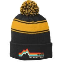 Utahs The Mighty Five National Parks Swea Stripe Pom Pom Beanie