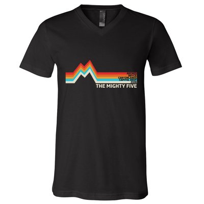 Utahs The Mighty Five National Parks Swea V-Neck T-Shirt
