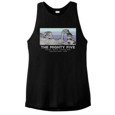 Utahs The Mighty Five National Parks Ladies PosiCharge Tri-Blend Wicking Tank