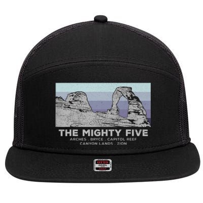 Utahs The Mighty Five National Parks 7 Panel Mesh Trucker Snapback Hat