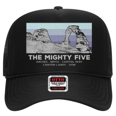 Utahs The Mighty Five National Parks High Crown Mesh Back Trucker Hat