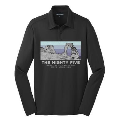 Utahs The Mighty Five National Parks Silk Touch Performance Long Sleeve Polo