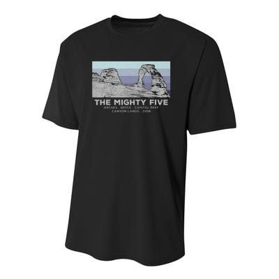 Utahs The Mighty Five National Parks Youth Performance Sprint T-Shirt