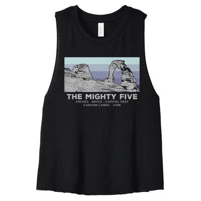 Utahs The Mighty Five National Parks Women's Racerback Cropped Tank